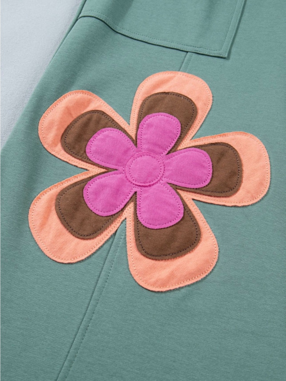 NWT! Wide Leg Floral Applique Pants - Teal! 🤩💕🌸 - Picture 4 of 11